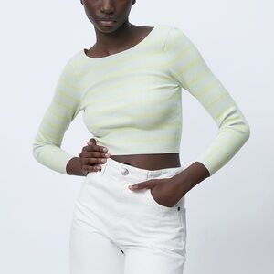 [Zara] Stripe Knit Textured Sweater Top